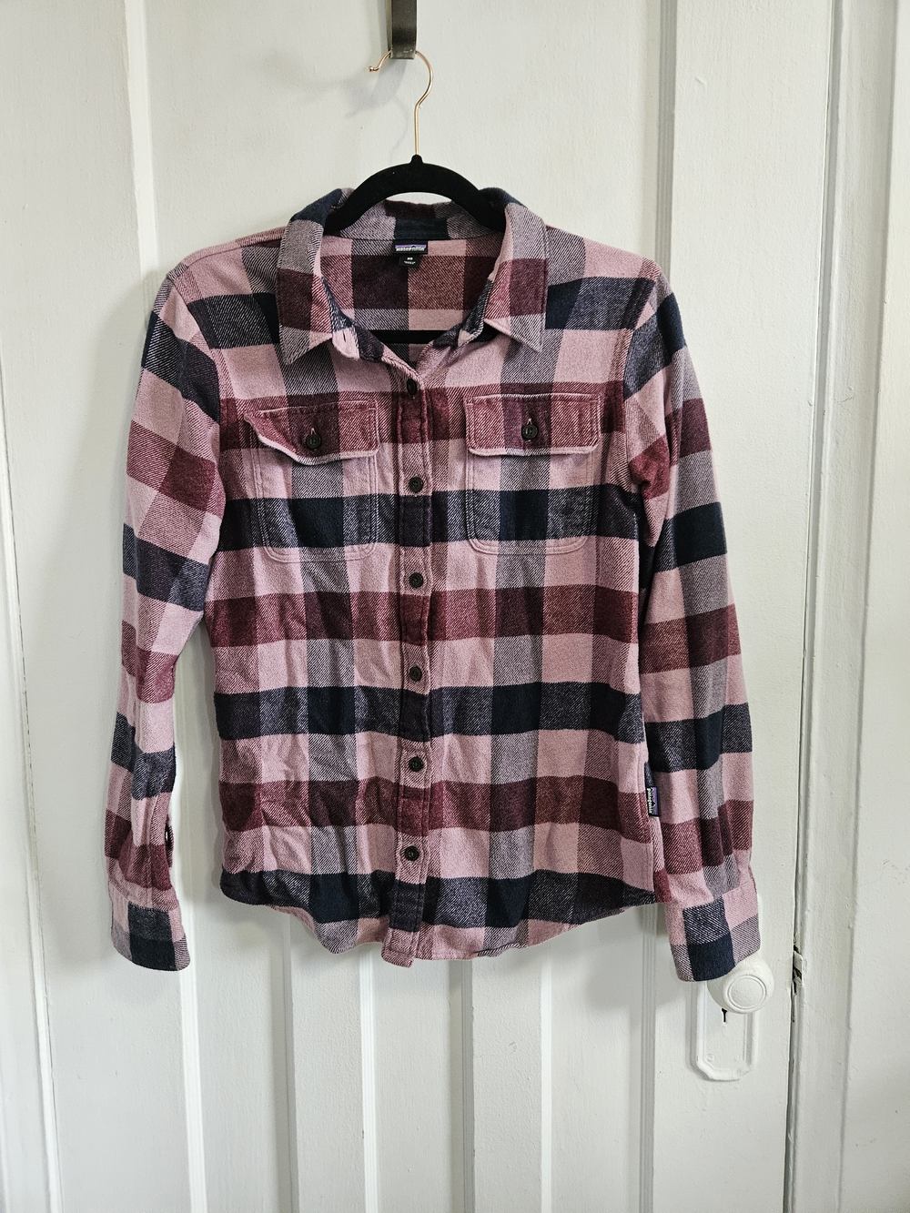 Patagonia Pink and Burgundy Plaid Button-Down Shirt